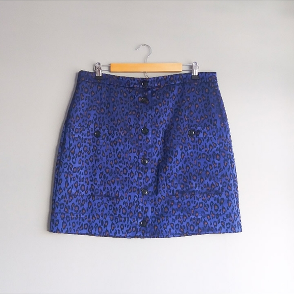NWT Banana Republic Navy Animal Lepoard Print Skirt